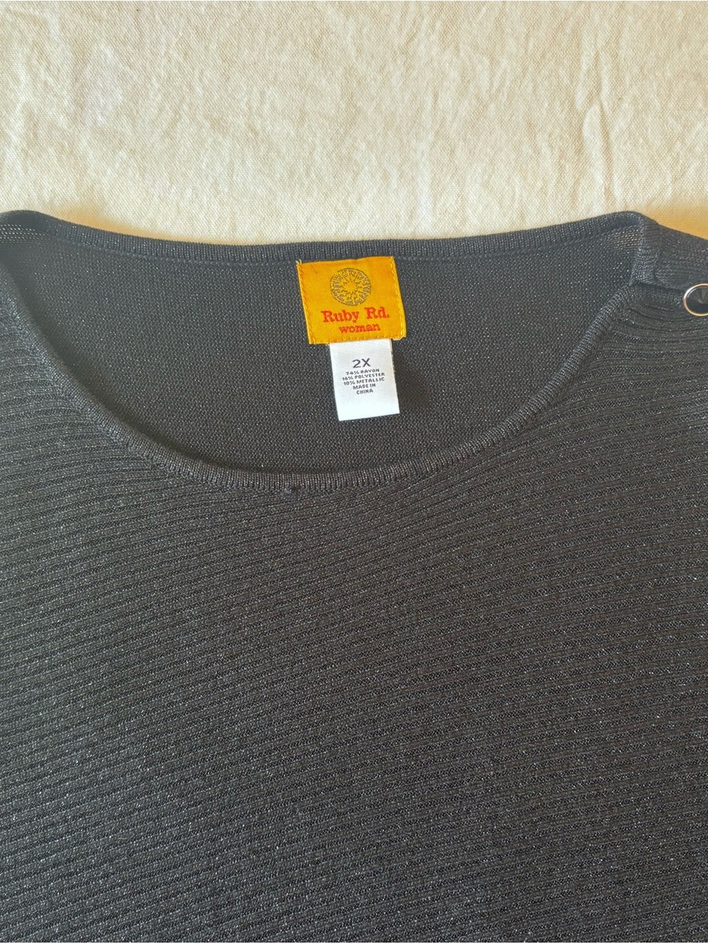 Ruby Rd. Black Long Sleeve Button-Shoulder Tunic - Picture 3 of 6